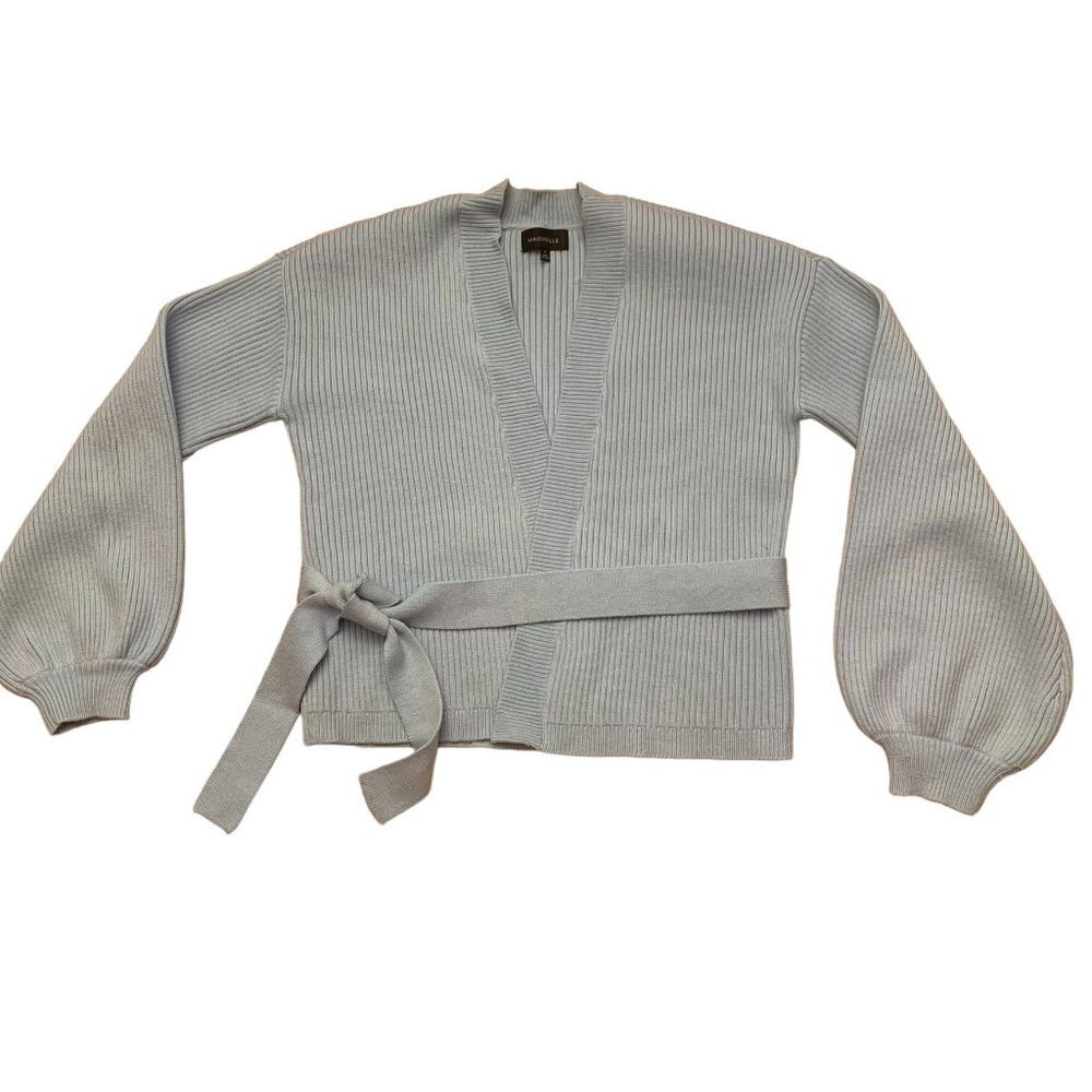Majorelle Blue Ribbed Belted Cardigan Sweater size XSmall